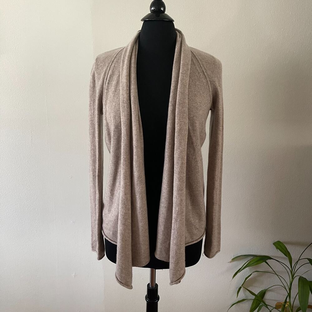 Aqua 100% Cashmere Drape Front Cardigan Sweater Womens Medium NWT Wheat FC8071A